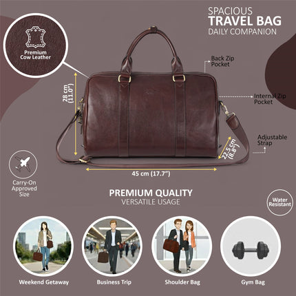 Vintage Genuine Leather Brown Holdall Duffle Gym Travel Bag - Atlas