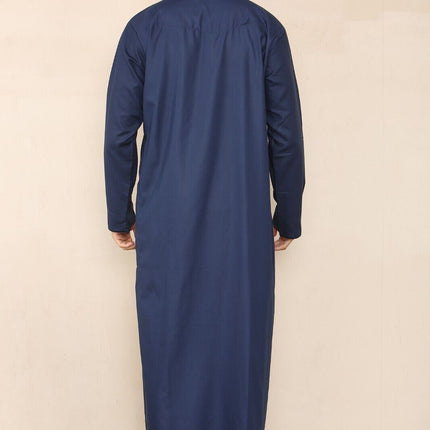 Mens Blue Thobe Jubba Saudi Islamic Arab Eid Emirati Kaftan Jubbah Tassel Robes