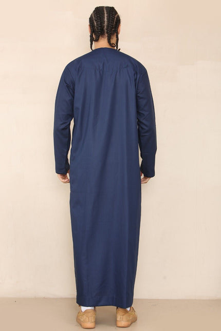 Mens Blue Thobe Jubba Saudi Islamic Arab Eid Emirati Kaftan Jubbah Tassel Robes
