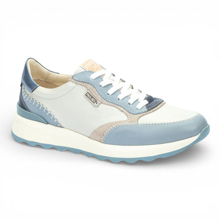 Pikolinos Women's Denim Blue Leather Lace Up Sneaker Trainers Shoes - Arrecife