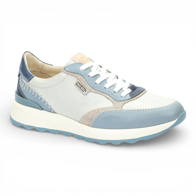 Pikolinos Women's Denim Blue Leather Lace Up Sneaker Trainers Shoes - Arrecife