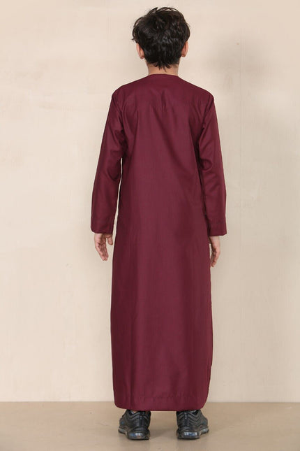 Boy's Kids Red Thobe Emirati Jubba Islamic Clothing Kaftan Eid String Tassel