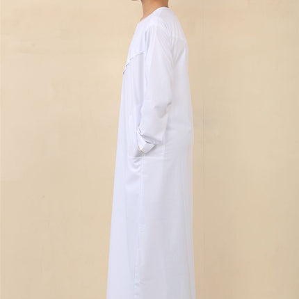 Kid's Boys White Omani Eid Thobe  Saudi Emirati Jubba Robe