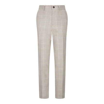 Boys 3 Piece Beige Tweed Check Vintage Retro Suit