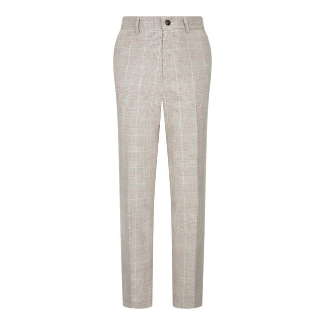 Boys 3 Piece Beige Tweed Check Vintage Retro Suit