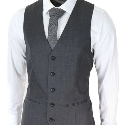 Mens 3 Piece Charcoal Grey Classic Stitch Retro Suit