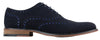 Mens Classic Oxford Brogue Shoes In Navy Blue Suede