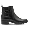 Tamaris Womens Black Leather Buckled Zip Biker Ankle Boots
