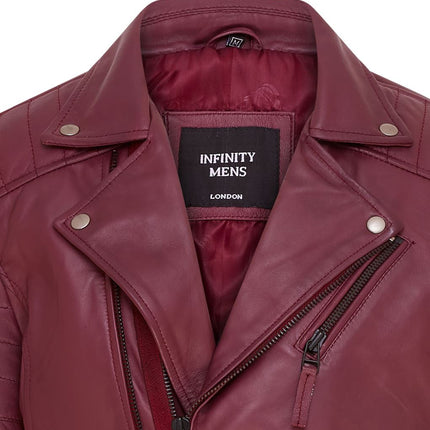 Mens Slim Fit Brando Style Double Cross Zip 100% Leather Biker Jacket
