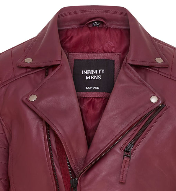 Mens Slim Fit Brando Style Double Cross Zip 100% Leather Biker Jacket