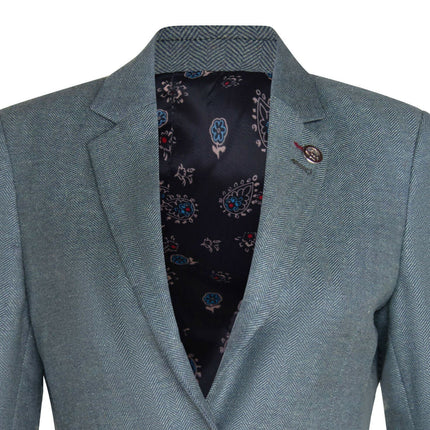 Womens Tweed Herringbone Green Wool 1920s Blazer