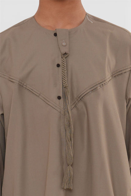 Kids Boys Eid Beige Moroccan Jubba Robe Djellaba Ramadan Eid Thobe - K-HM11