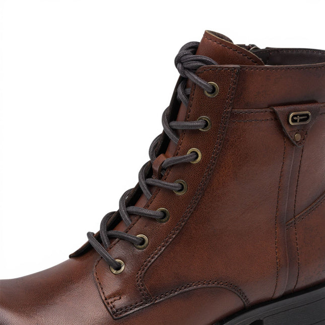 Tamaris Women's Brown Leather Lace-Up Combat Boots - 25224-47