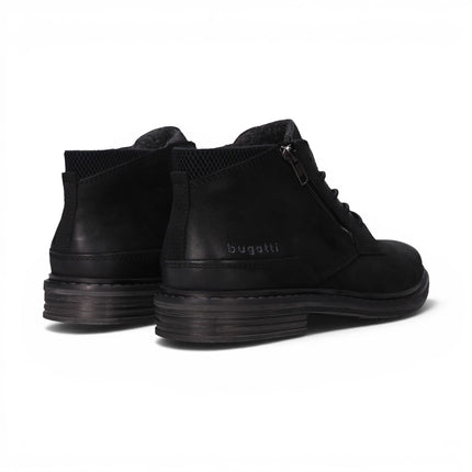 Bugatti Mens Black Leather Lace-up Chukka Ankle Boots - Rigalo Evo C30