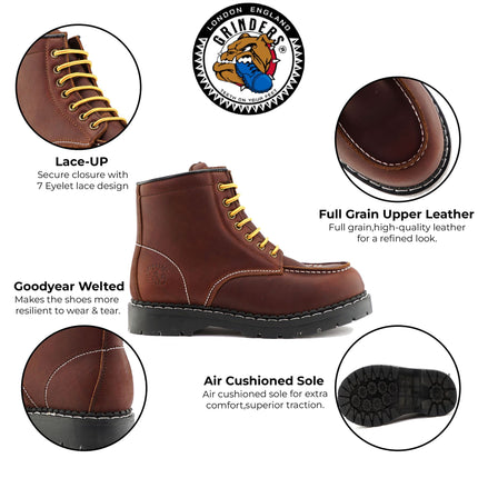 Grinders Unisex Burgundy Ryan Acs Leather Western Vintage Indy Boots