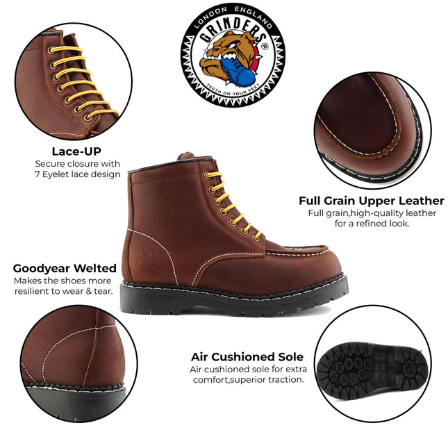 Grinders Unisex Burgundy Ryan Acs Leather Western Vintage Indy Boots