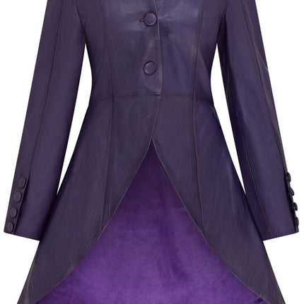Womens Gothic Full Length Leather Coat Victorian Flare Goth Punk