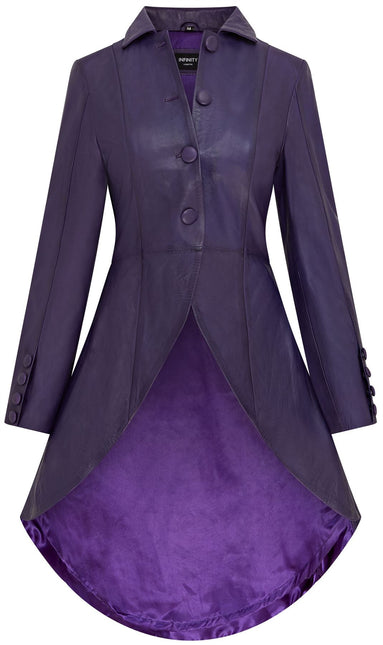 Womens Gothic Full Length Leather Coat Victorian Flare Goth Punk