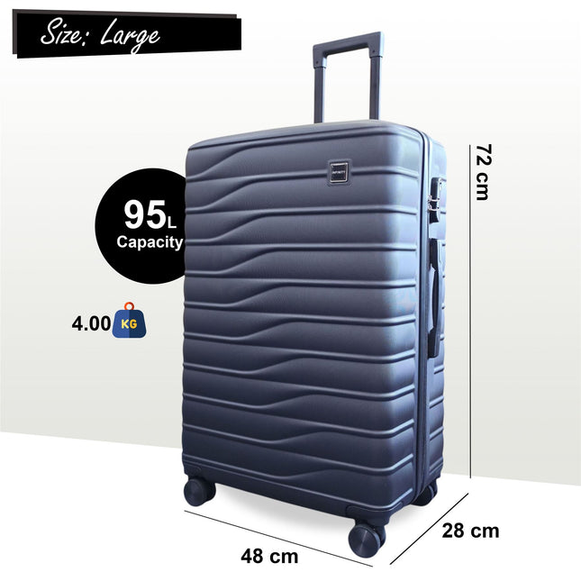 Hardshell Black Suitcase Set Robust 8 Wheel Luggage Cabin Case Bag