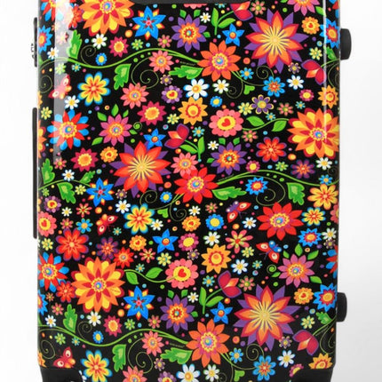 Strong Expandable Hard Shell Dual 4 Wheel Suitcase Set Print Luggage Cabin Travel Bag