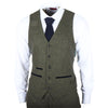 Men's Olive Green Wool Blend Tweed Formal Waistcoats