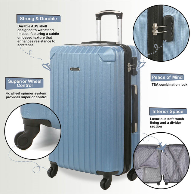 Hard Shell Cabin  55 x 27 x 22 cm ABS Suitcase Luggage Suitable for Easyjet, Ryanair