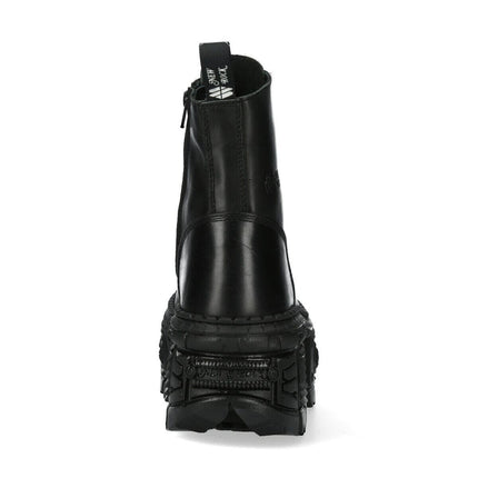 New Rock Black Goth Leather Boots-WALL083C-S5