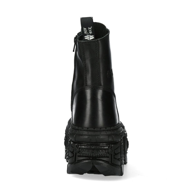 New Rock Black Goth Leather Boots-WALL083C-S5