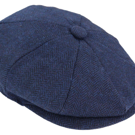 Mens Peaky Blinders Tweed Gatsby Flat Baker Hat With Razor Blade