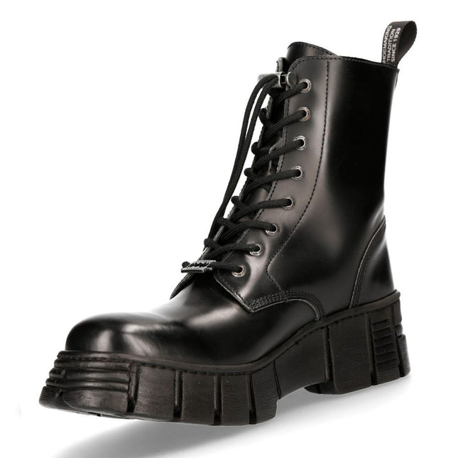 New Rock Boots Leather Ankle Tower Biker Boots-M-Wall026N-C5
