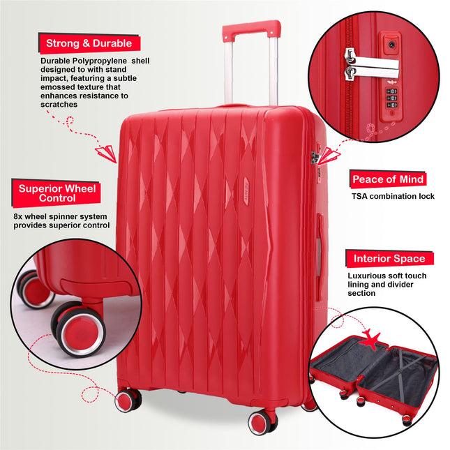 Robust Hard Shell Cabin Suitcase 37.5 x 20.5 x 55 cm TSA Luggage Suitable for Easyjet, Ryanair, Wizzair