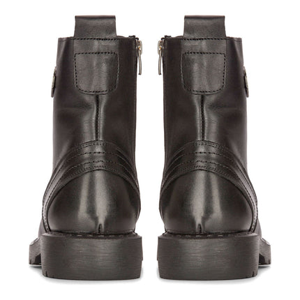 Men's Leather Military Boots Black Combat Biker Motorcycle Punk Western Boot