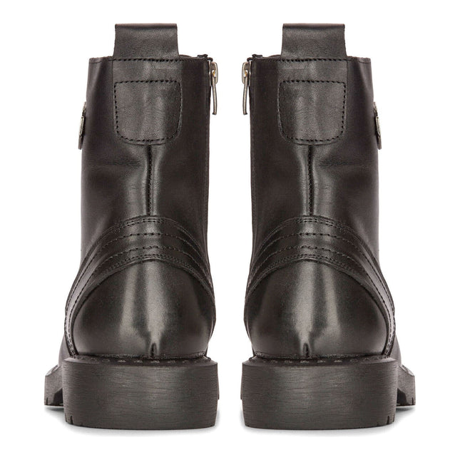Men's Leather Military Boots Black Combat Biker Motorcycle Punk Western Boot