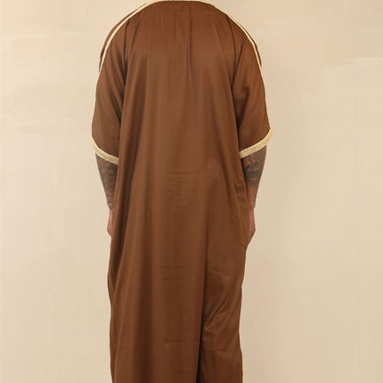 Men's Brown Moroccan Thobe Jubba Robe Eid Djellaba Gandoura