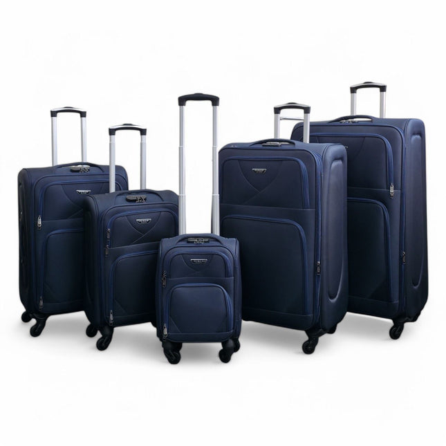 Soft Shell Lightweight Nylon Suitcase Set 4 Wheel Travel Case Holiday Bags