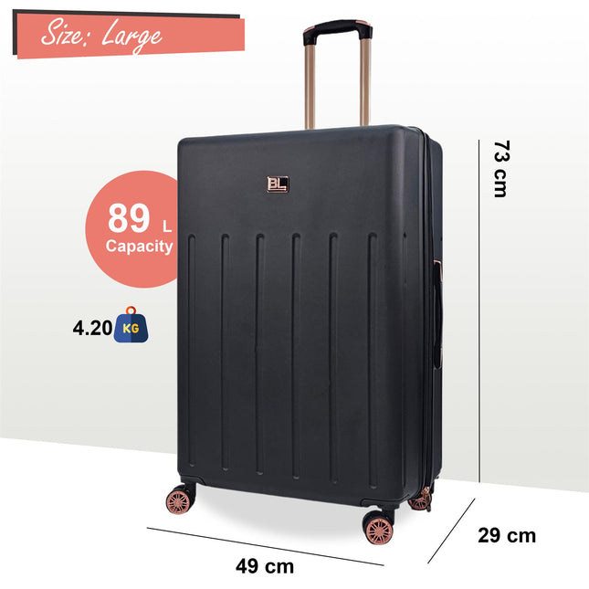 Lightweight Black Hard Shell ABS Suitcase Set Luggage Travel Cabin Case Bags