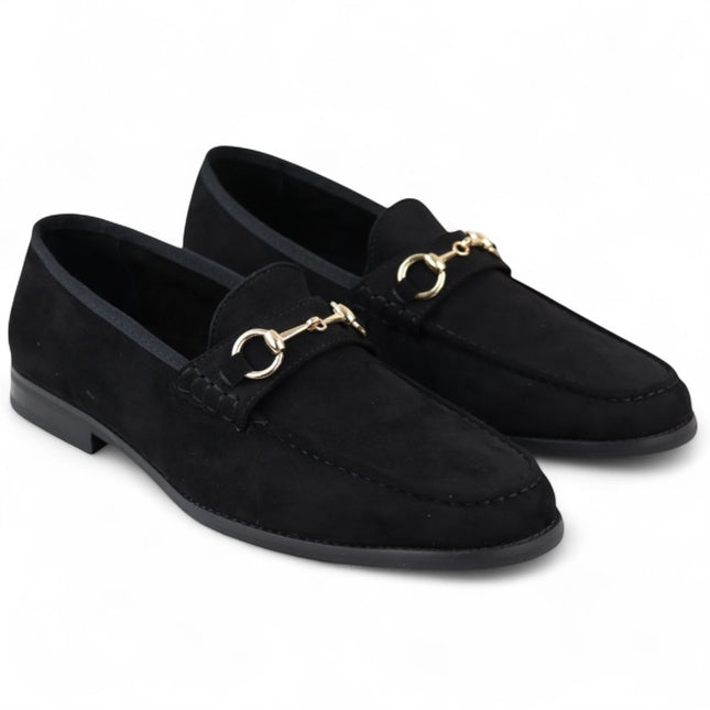 Men's Black Suede Moccasin Leather Lined Loafers