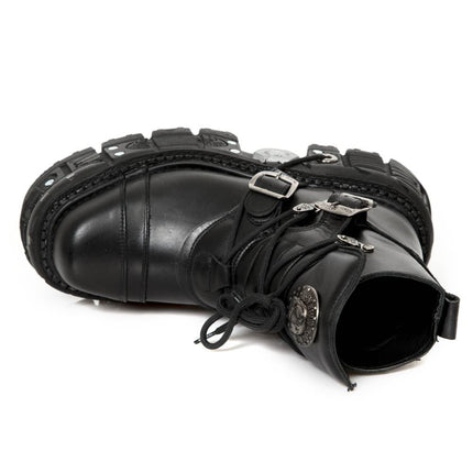 New Rock M-Tank007-S1 Black Leather Gothic Combat Platform Ankle Boots