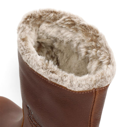 Panama Jack Women's Bark Brown Leather Waterproof Warm Heeled Boots - Piola B8