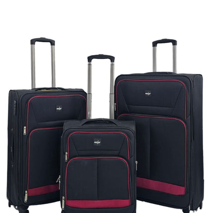 Soft 3 pcs Luggage Suitcase Set Cabin Light Travel Bags