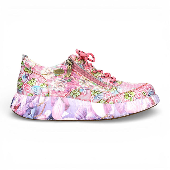 Laura Vita Women's Nikito 62 Rose Pink Floral Leather Trainers Platform Sneaker Shoes
