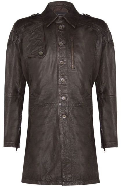 Mens Leather Trench Coat-Hamburg