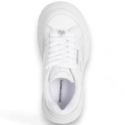 Windsorsmith Womens White Chunky Leather Platform Trainers Sneakers - Swerve