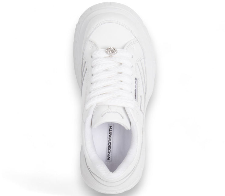 Windsorsmith Womens White Chunky Leather Platform Trainers Sneakers - Swerve