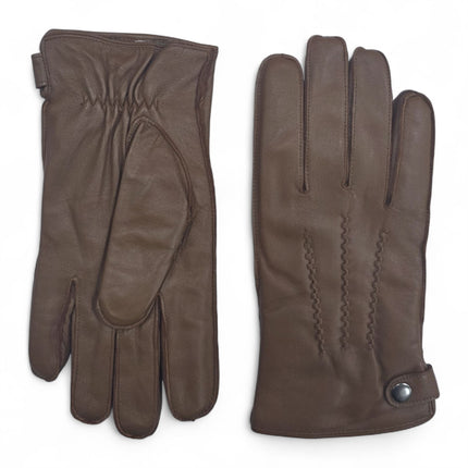 Men’s Tan Brown Italian Leather Warm Wool-Lined Winter Gloves - M-LGV-505