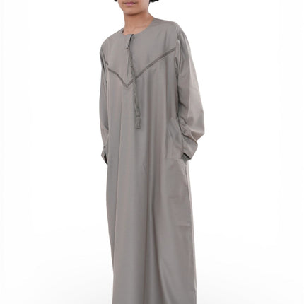 Kids Boys Eid Beige Moroccan Thobe Robe Djellaba Ramadan Eid Jubba- K-HM10