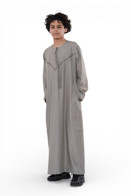 Kids Boys Eid Beige Moroccan Thobe Robe Djellaba Ramadan Eid Jubba- K-HM10