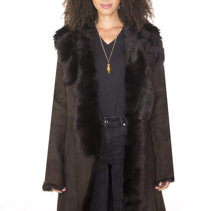 Womens Toscana Sheepskin Suede Trench Coat-Tbilisi