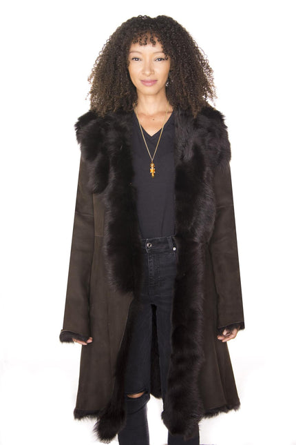 Womens Toscana Sheepskin Suede Trench Coat-Tbilisi