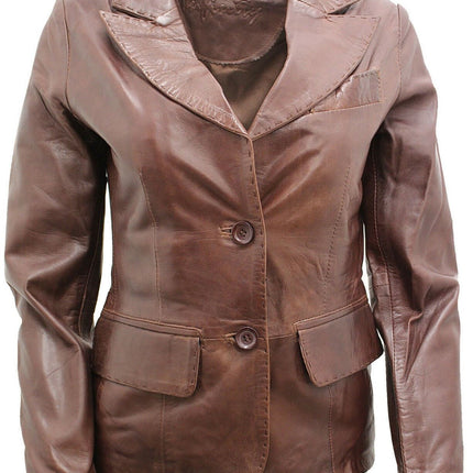 Womens Leather Blazer Jacket-Seregno